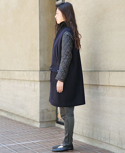 SWANLAKE.キルティングショルダーコート[CO-1005/BLACK]-Z