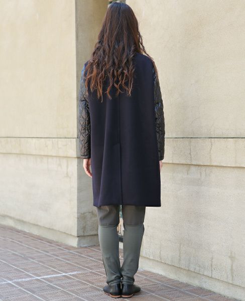 SWANLAKE.キルティングショルダーコート[CO-1005/BLACK]-Z