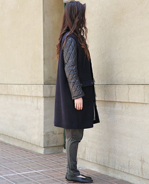 SWANLAKE.キルティングショルダーコート[CO-1005/BLACK]-Z