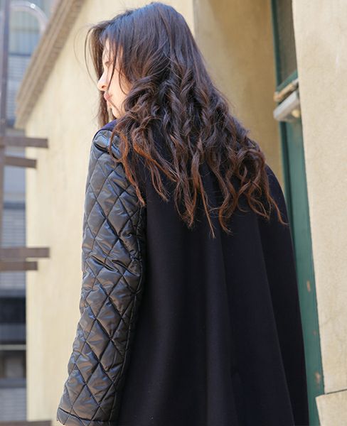 SWANLAKE.キルティングショルダーコート[CO-1005/BLACK]-Z