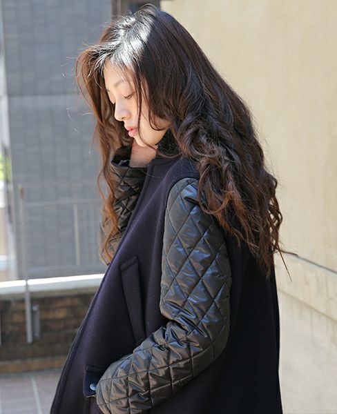 SWANLAKE.キルティングショルダーコート[CO-1005/BLACK]-Z