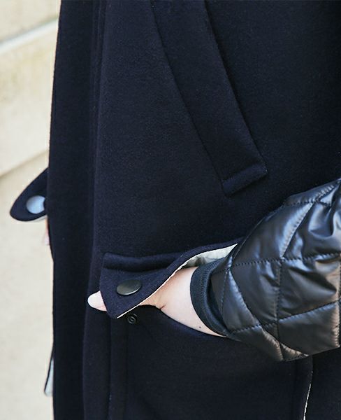 SWANLAKE.キルティングショルダーコート[CO-1005/BLACK]-Z