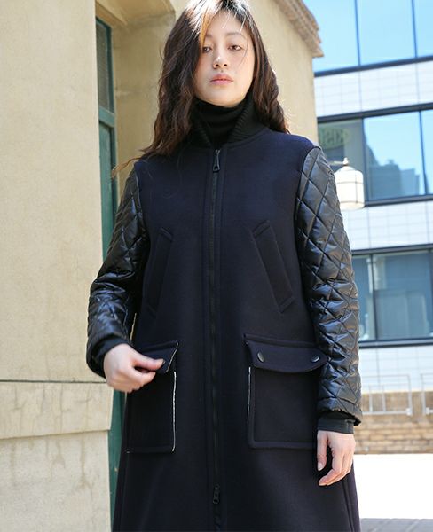 SWANLAKE.キルティングショルダーコート[CO-1005/BLACK]-Z