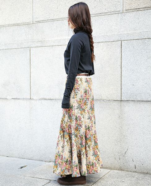 SWANLAKE.ゴブランチューリップスカート[SK-1007/BEIGE]