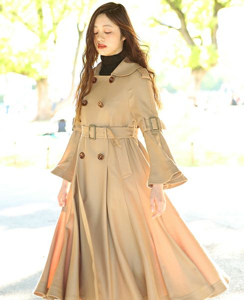 SWANLAKE ロングチューリップトレンチコート[CO-1020/CAMEL] 