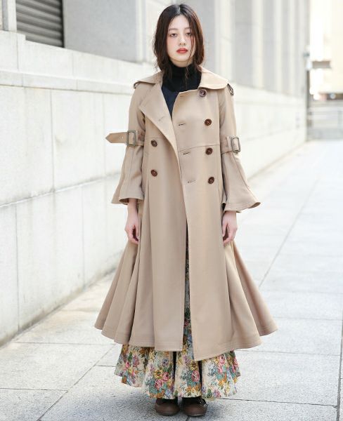 SWANLAKE.ロングチューリップトレンチコート[CO-1020/CAMEL]