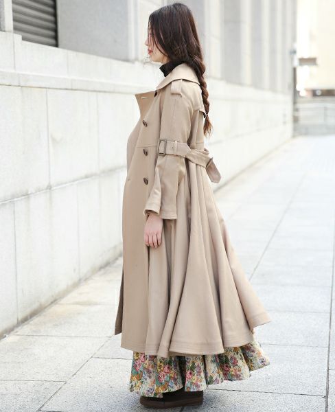 SWANLAKE.ロングチューリップトレンチコート[CO-1020/CAMEL]