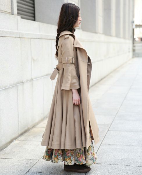 SWANLAKE.ロングチューリップトレンチコート[CO-1020/CAMEL]