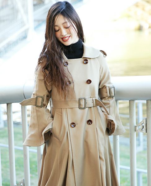 SWANLAKE.ロングチューリップトレンチコート[CO-1020/CAMEL]