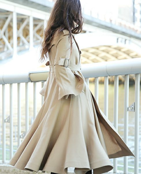 SWANLAKE.ロングチューリップトレンチコート[CO-1020/CAMEL]