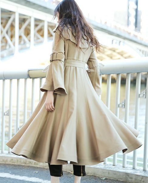 SWANLAKE.ロングチューリップトレンチコート[CO-1020/CAMEL]
