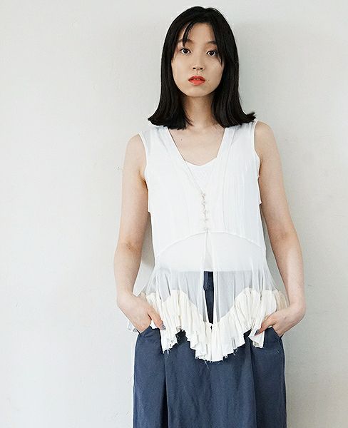 値下げ 新品 スズキタカユキ flounce gilet フリル付きジレ | www