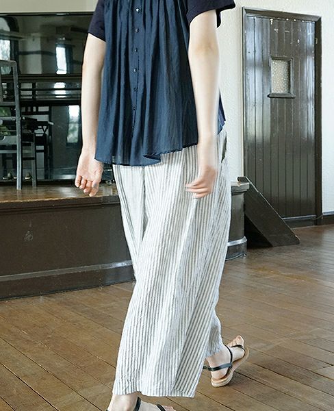 suzuki takayuki.スズキタカユキ.wide legged pantsⅡ[S182-14/nude stripe]