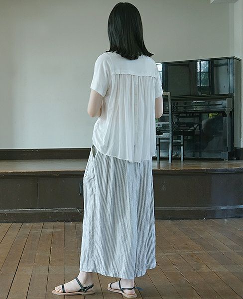 suzuki takayuki.スズキタカユキ.wide legged pantsⅡ[S182-14/nude stripe]
