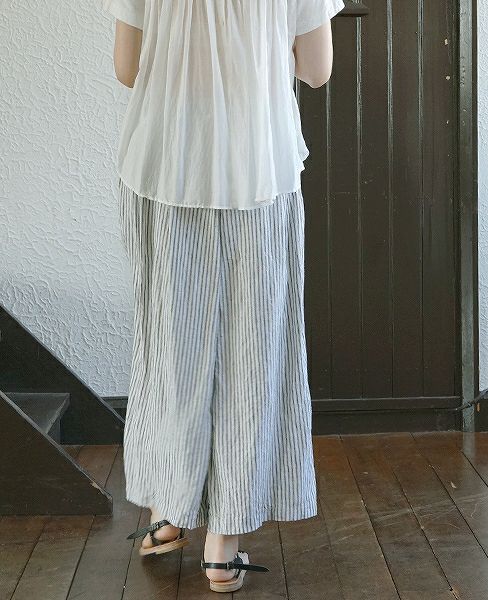 suzuki takayuki.スズキタカユキ.wide legged pantsⅡ[S182-14/nude stripe]