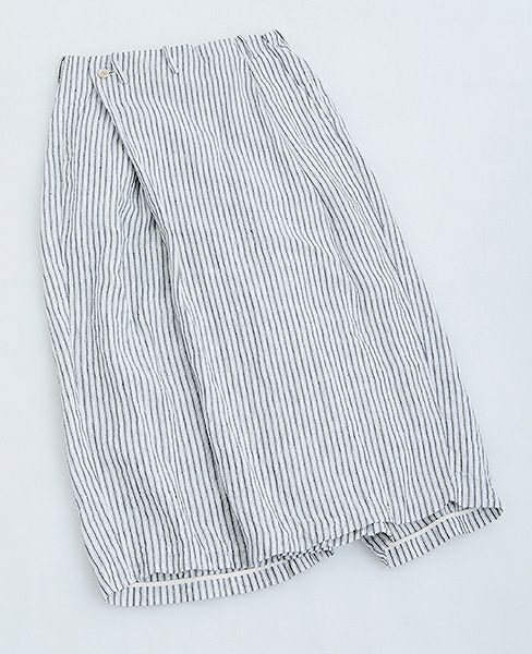 suzuki takayuki.スズキタカユキ.wide legged pantsⅡ[S182-14/nude stripe]