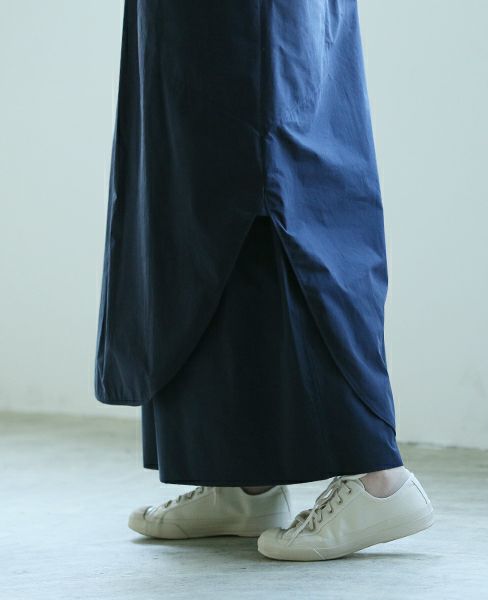 STUDIONICHOLSON.FINE STRIPE SPLIT SLLEVE COLLALESS LONG SHIRT DRESS [TIKI ・SN-315 ART.]