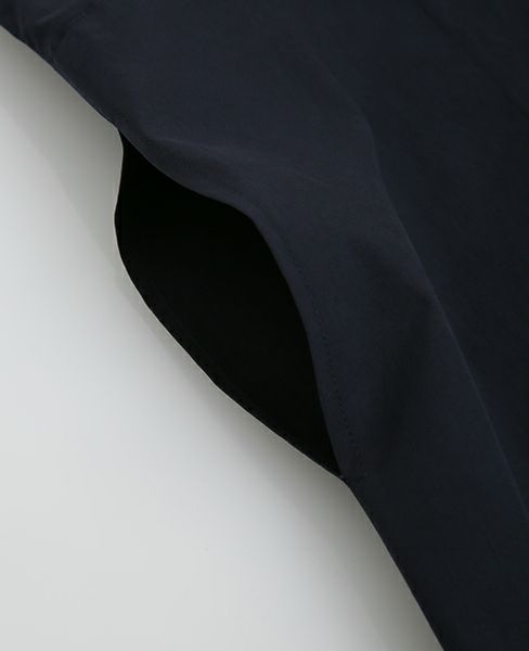 STUDIONICHOLSON.FINE STRIPE SPLIT SLLEVE COLLALESS LONG SHIRT DRESS [TIKI ・SN-315 ART.]