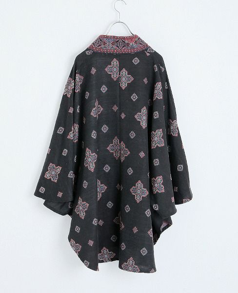 YANTOR.Handwoven Jaquard Silk Kesa Coat[Y183CO03/BLACK]