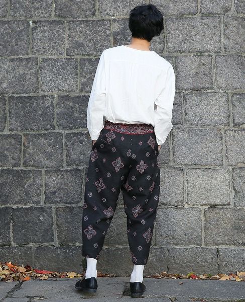 YANTOR.Handwoven Jaquard Silk Himo Pants[Y183PT11/BLACK]