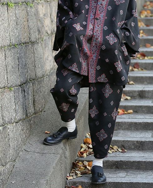 YANTOR.Handwoven Jaquard Silk Himo Pants[Y183PT11/BLACK]