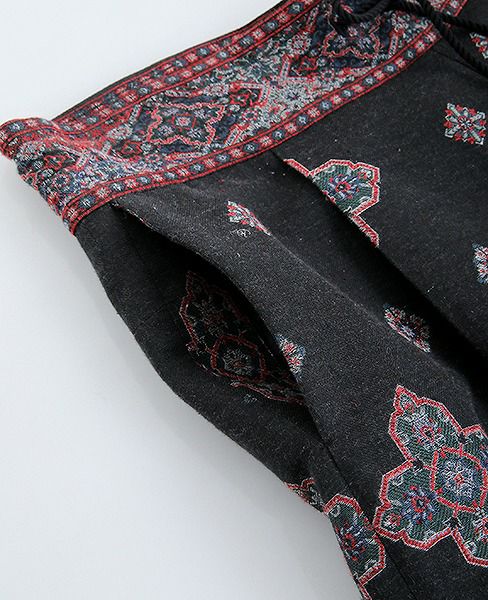 YANTOR.Handwoven Jaquard Silk Himo Pants[Y183PT11/BLACK]