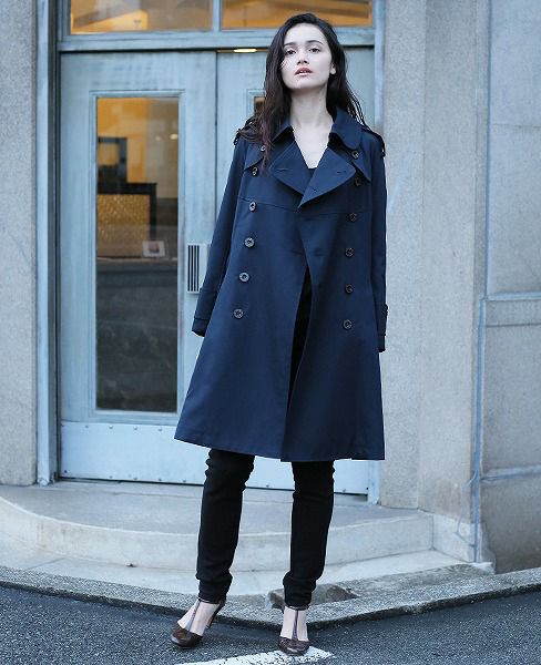 SWANLAKE スワンレイク.Circular trench coat[CO-734/NAVY]