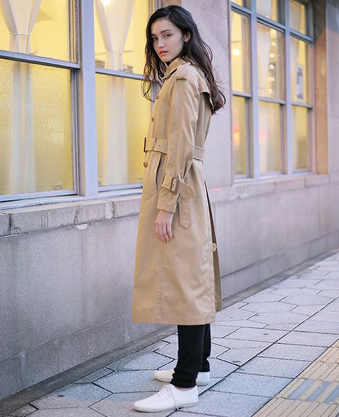 SWANLAKE.ショルダリングロングトレンチ [CO-1059/BEIGE]