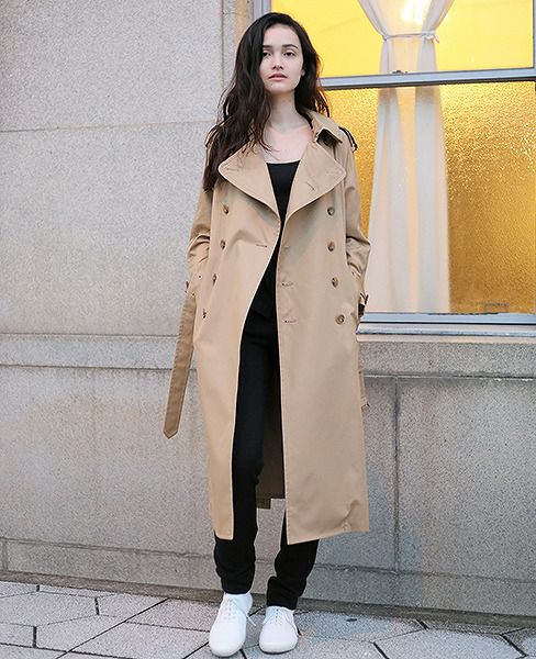 SWANLAKE.ショルダリングロングトレンチ [CO-1059/BEIGE]