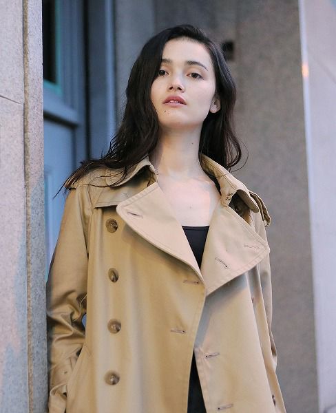 SWANLAKE.ショルダリングロングトレンチ [CO-1059/BEIGE]