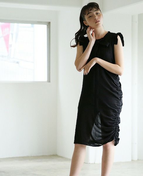 malamute.gathered long knit [mlm18SS-OP04 / BLACK]