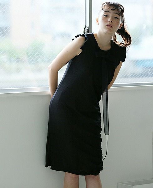 malamute.gathered long knit [mlm18SS-OP04 / BLACK]