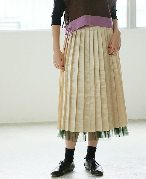BELPER.LUSTER PLEATED SKIRT [0812-0518]
