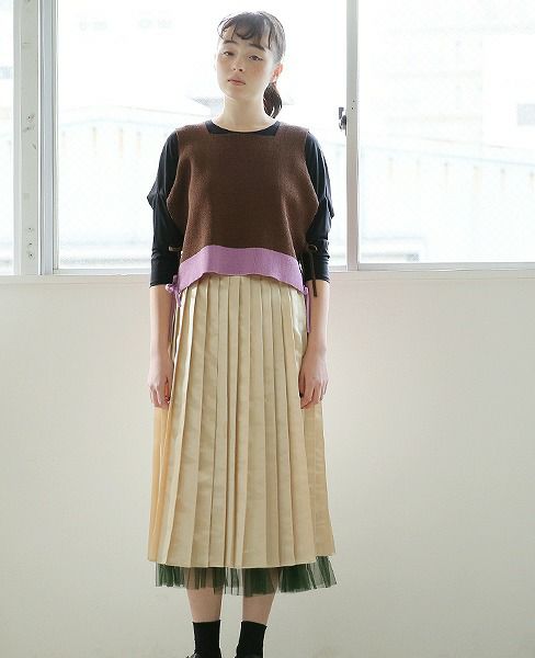 BELPER.LUSTER PLEATED SKIRT [0812-0518]