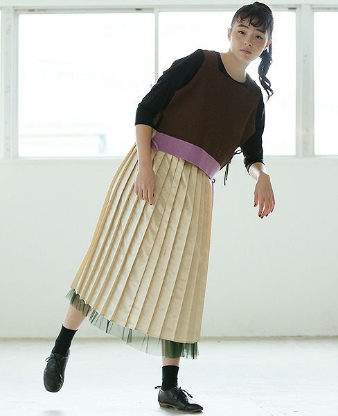 BELPER.LUSTER PLEATED SKIRT [0812-0518]