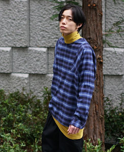 HOUSE OF THE VERY ISLAND'S.LOOSE CUT WOVEN T-SHIRT WITH SLEEVE DETAIL[10/C=BLUE]