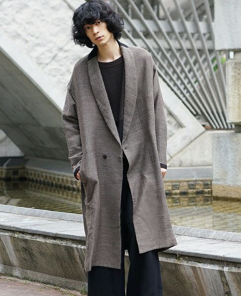 YANTOR ヤントル Chambray Wool 2tuck wide Pants[Y225PT05/GREIGE]