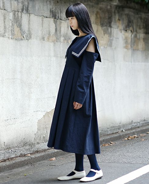 FUTATSUKUKURI.背守りワンピース[19WS-07/Navy]-i