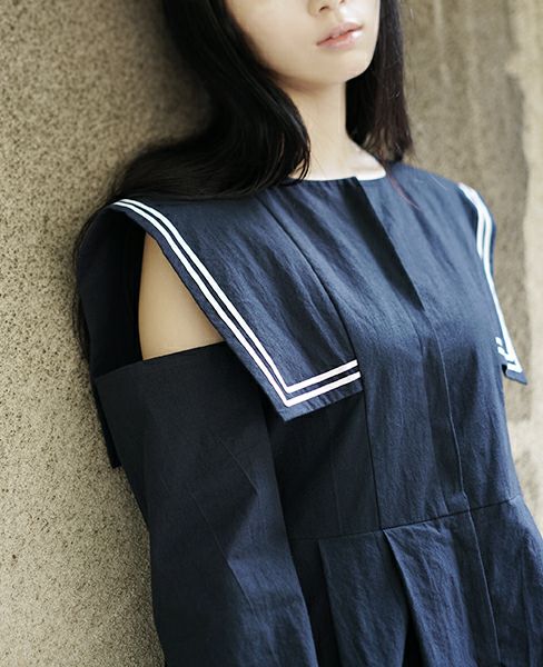 FUTATSUKUKURI背守りワンピース[19WS-07/Navy]-i | Palm maison store