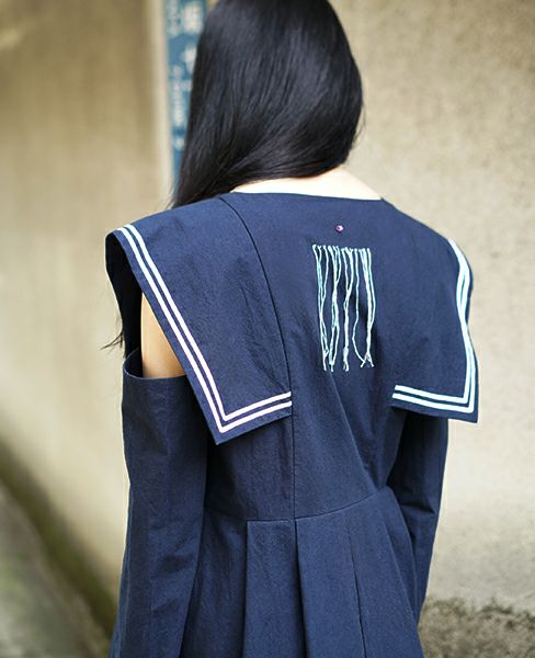 FUTATSUKUKURI背守りワンピース[19WS-07/Navy]-i | Palm maison store