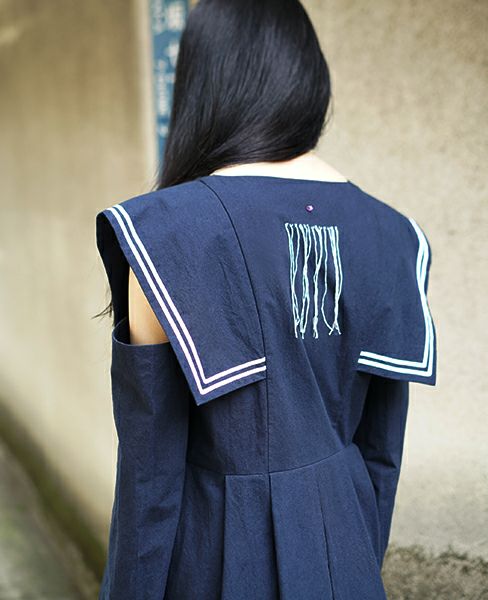 FUTATSUKUKURI.背守りワンピース[19WS-07/Navy]-i