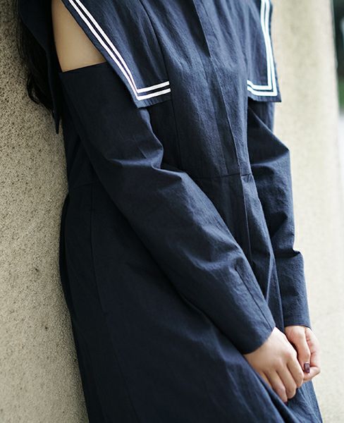 FUTATSUKUKURI背守りワンピース[19WS-07/Navy]-i | Palm maison store