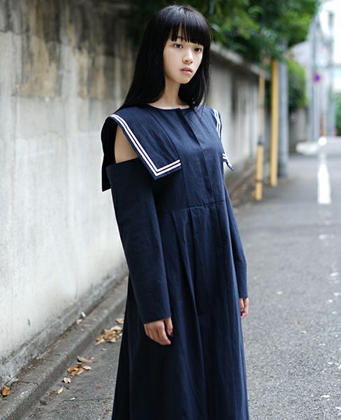 FUTATSUKUKURI.背守りワンピース[19WS-07/Navy]-i
