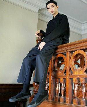 STUDIONICHOLSON.ITALIAN WOOL MENS DOUBLE PLEAT TAPERED PANT[SN-405D/DARK NAVY]