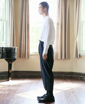 STUDIONICHOLSON.ITALIAN WOOL MENS DOUBLE PLEAT TAPERED PANT[SN-405D/DARK NAVY]