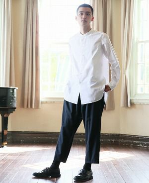 STUDIONICHOLSON.ITALIAN WOOL MENS DOUBLE PLEAT TAPERED PANT[SN-405D/DARK NAVY]