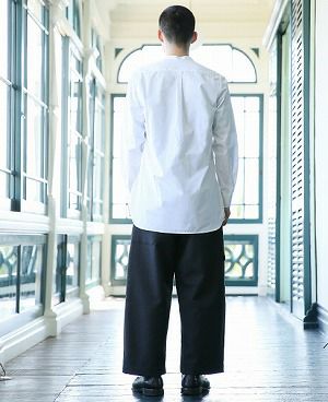 STUDIONICHOLSON.COTTON POPLIN MENS STAND COLLAR SHIRT[SN-413A/WHITE]