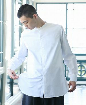 STUDIONICHOLSON.COTTON POPLIN MENS STAND COLLAR SHIRT[SN-413A/WHITE]