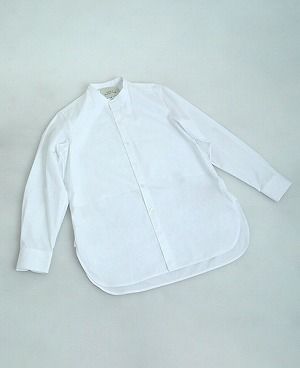 STUDIONICHOLSON.COTTON POPLIN MENS STAND COLLAR SHIRT[SN-413A/WHITE]