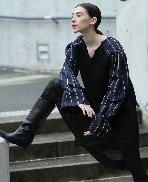 malamute.telegram shirt [mlm18AW-SH02 / NAVY]